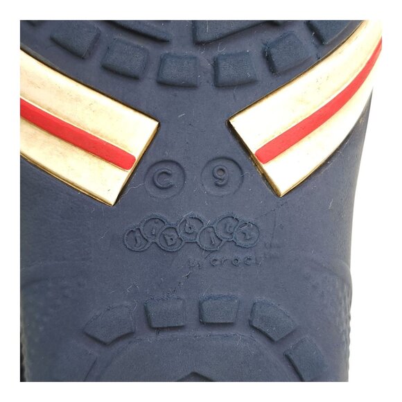Jibbitz by Crocs Clogs For Kids Size C9 Navy with Red & White Stripe Slip-On - Picture 2 of 9